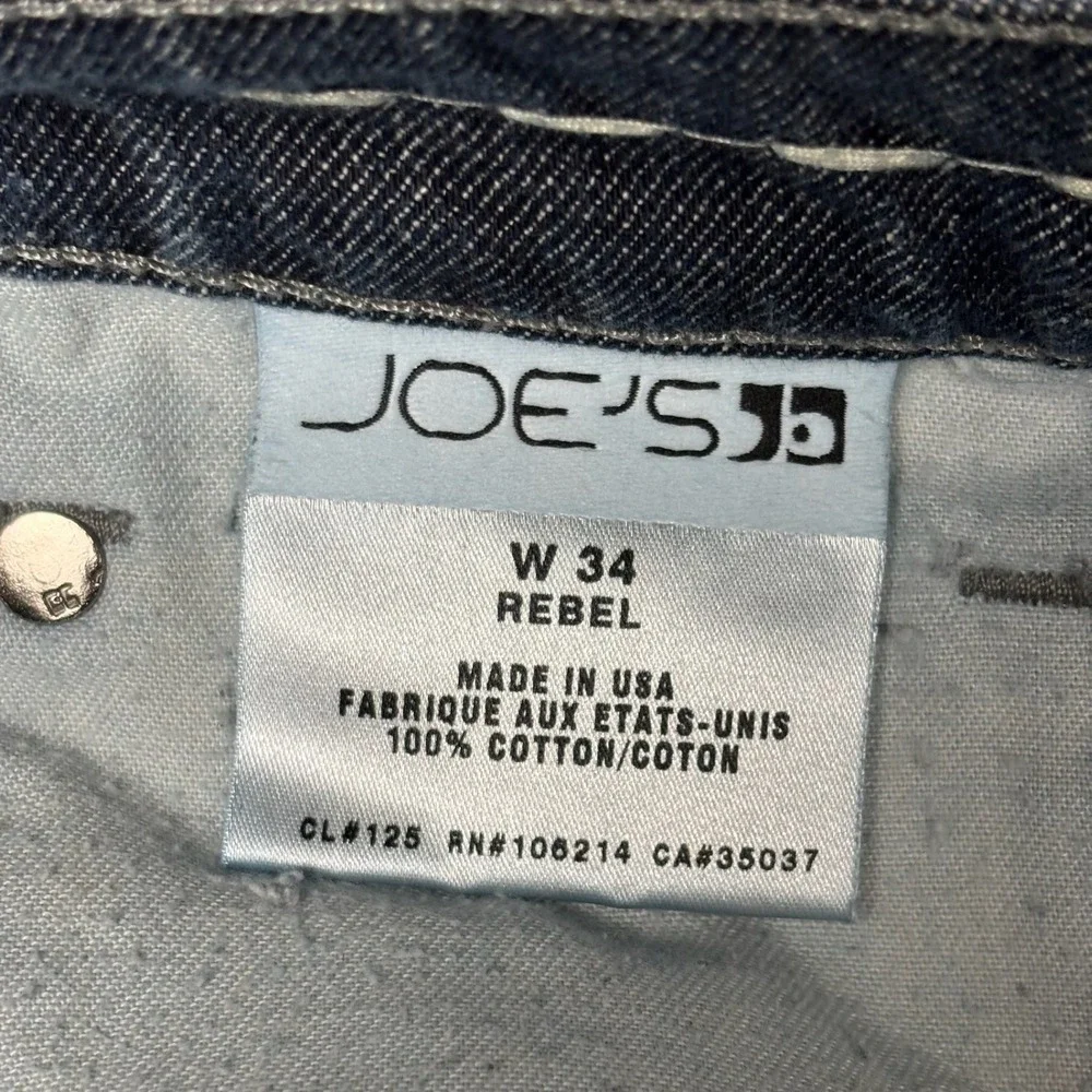 Joes Jeans Rebel Mens 34 Straight Leg Distressed Gradient Blue Denim Made in USA